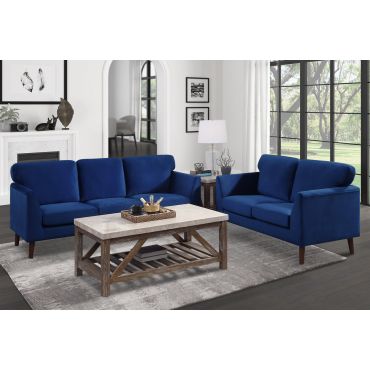 Kittleson Navy Velvet Sofa Set