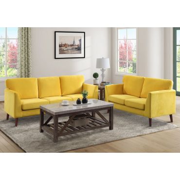 Kittleson Yellow Velvet Sofa Set