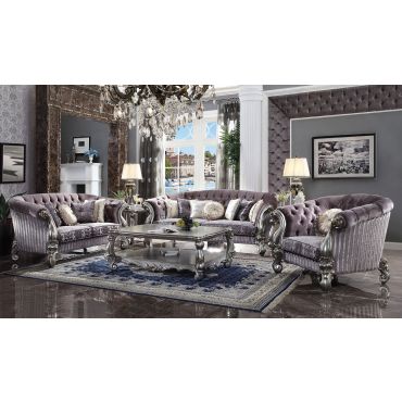 Kodie Tufted Platinum Velvet Sofa