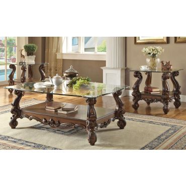 Kodie Traditional Glass Top Coffee Table