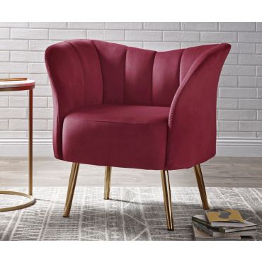 Koger Burgundy Velvet Accent Chair