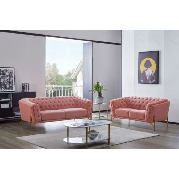 Koger Modern Sofa Set Pink Velvet