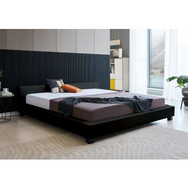 Landon Low Profile Black Leather Bed