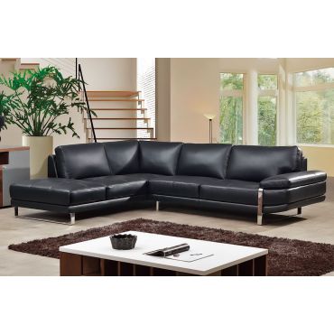 Lara Black Genuine Leather Sectional