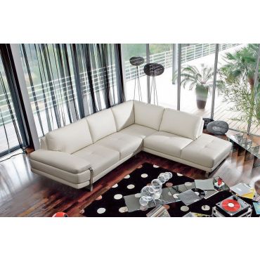 Lara White Leather Modern Sectional