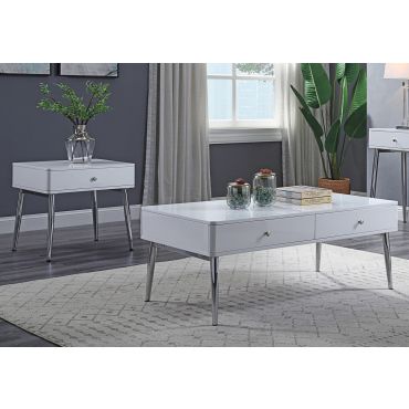 Larson Storage Coffee Table White Lacquer