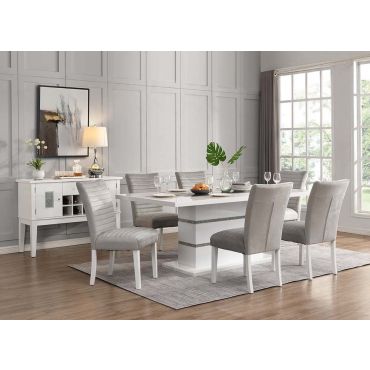 Laval Modern Dining Table Set White Lacquer