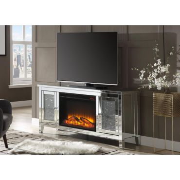 Laylah Mirrored TV Stand Fireplace