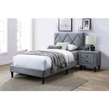 Lazer Grey Velvet Bed