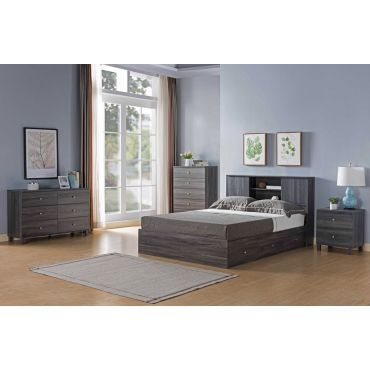 Lazer Rustic Grey Bed With Drawers