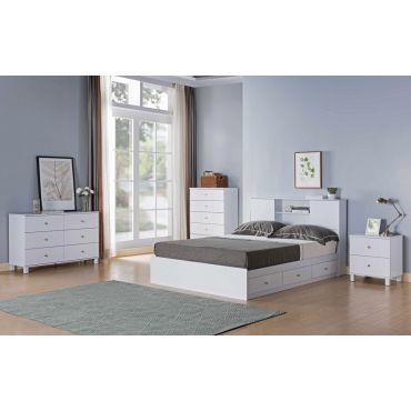 Lazer White Finish Bed With Drawers
