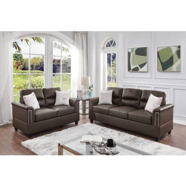 Lenny Espresso Leather Sofa Set