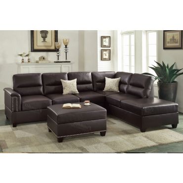 Lenny Espresso Leather Sectional Sofa