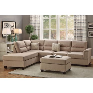 Lenny Linen Fabric Sectional Sofa Set,Lenny Reversible Sectional Sofa