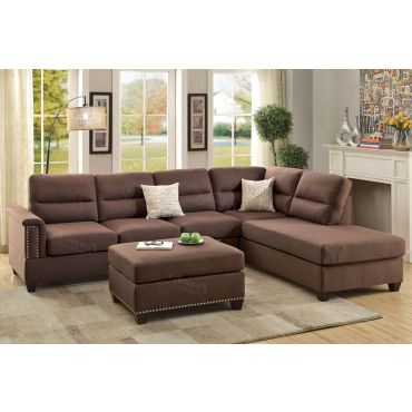 Lenny Chocolate Linen Sectional Sofa