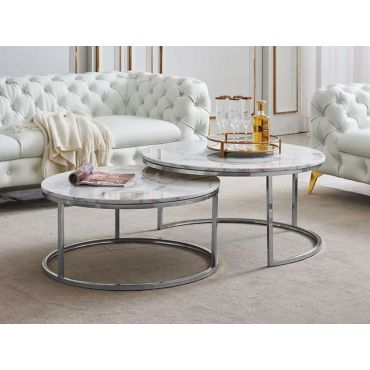 Lia White Marble Coffee Table Set