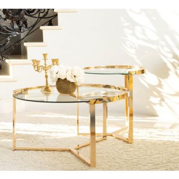 Lillian 2-Piece Gold Finish Coffee Table Set