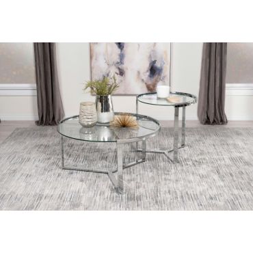 Lillian Chrome Finish Coffee Table 2-Piece Set