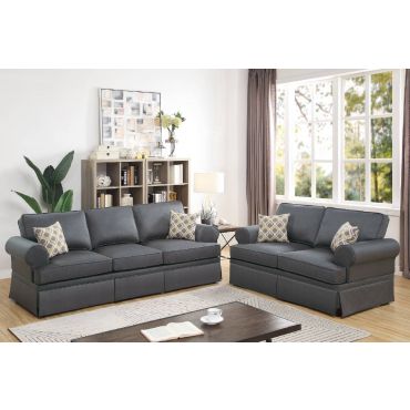 Lily Grey Linen Slipcover Sofa Set