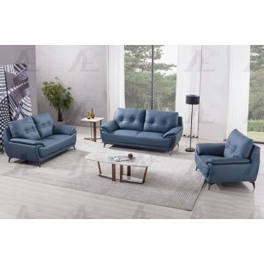 Lina Blue Leather Sofa