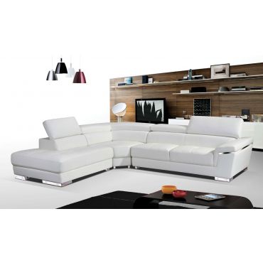 Linda White Leather Modern Sectional