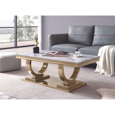 Lippa Marble Top Coffee Table Gold Finish
