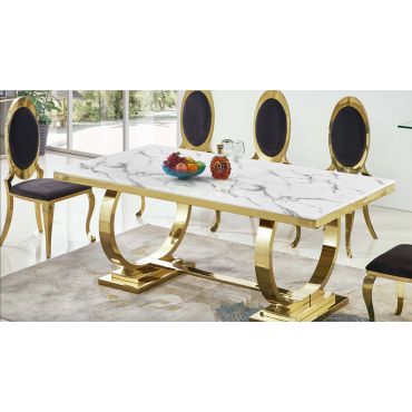 Lippa Marble Top Dining Table Gold Base