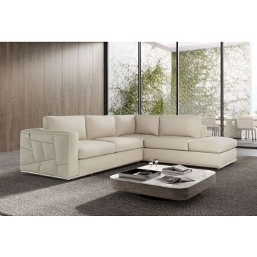 Liverna Modern Beige Italian Leather Sectional