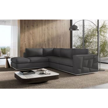 Liverna Dark Grey Leather Sectional