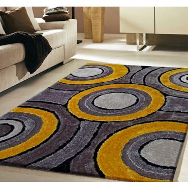 Living Shag Rug Yellow Grey 110