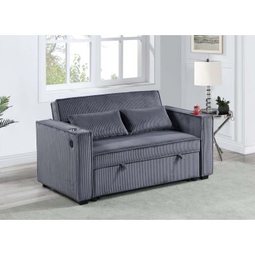 Lizette Grey Corduroy Loveseat Sleeper