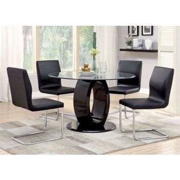 Lodia Black Round Dining Table Set