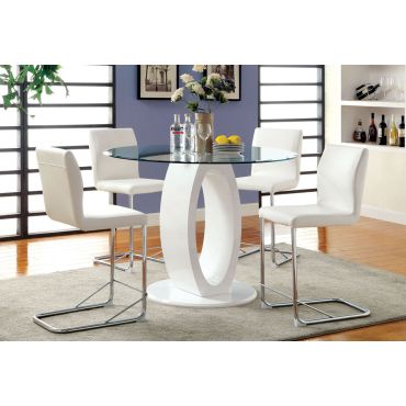 Lodia White Counter Height Table Set