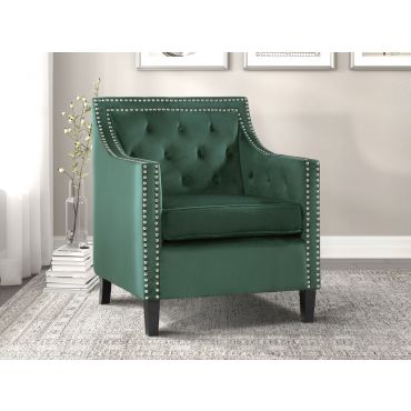 Lodovico Green Velvet Accent Wing Chair