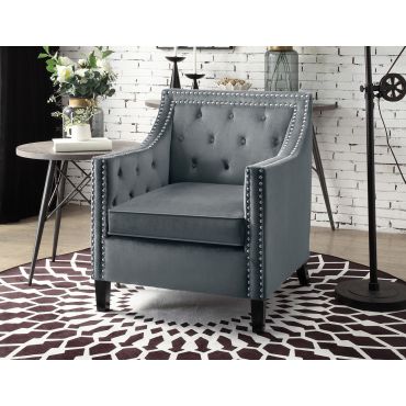 Lodovico Grey Velvet Accent Chair