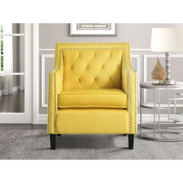 Lodovico Yellow Velvet Accent Chair