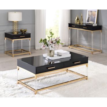 Logan Black and Gold Coffee Table Set