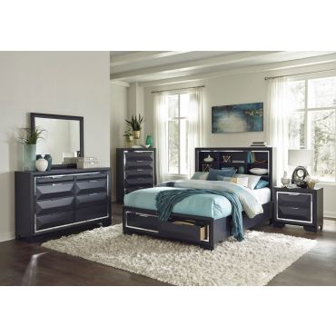 Lorel Storage Bed With Mirrored Trim