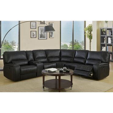 Lorita Black Leather Sectional Recliner