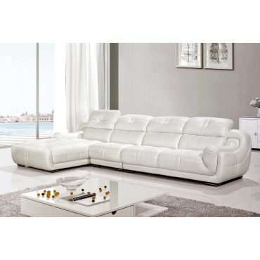 Lotus White Genuine Leather Sectional Set