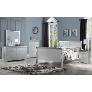 Louis Philippe Platinum Finish Sleight Bedroom