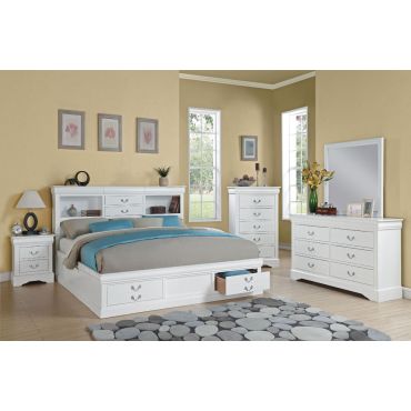 Louis Philippe Storage Bed White Finish