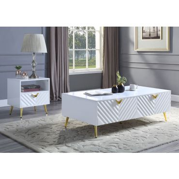 Luxor White Lacquer Storage Coffee Table