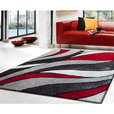 Luxton Red and Grey Shag Rug
