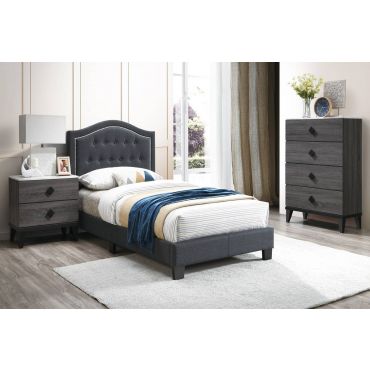 Mackenzie Charcoal Burlap Youth Bed