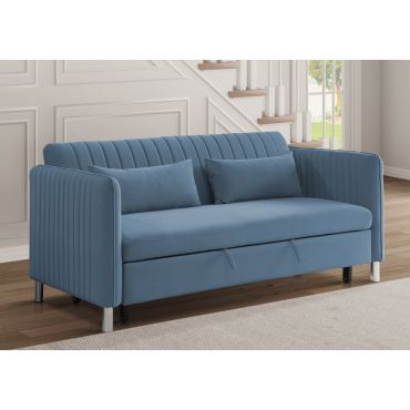 Magadan Blue Velvet Sofa Sleeper