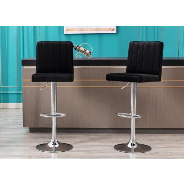 Riga Black Leather Bar Stool Set of 2
