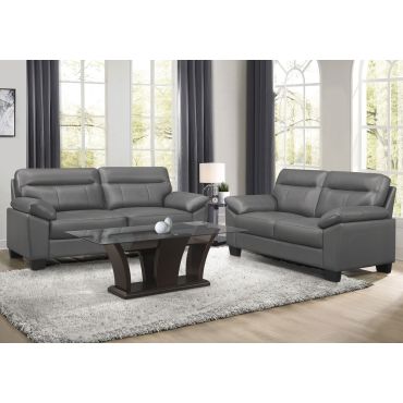 Makeda Grey Genuine Leather Sofa