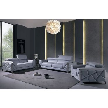 Malvina Light Blue Italian Leather Sofa Set