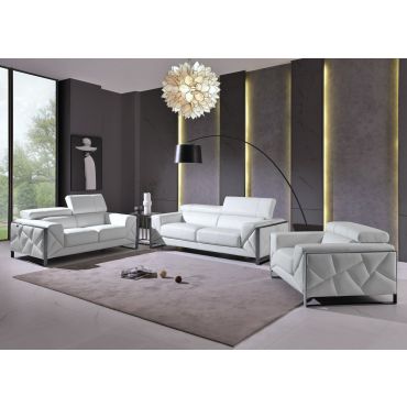 Malvina White Italian Leather Living Room